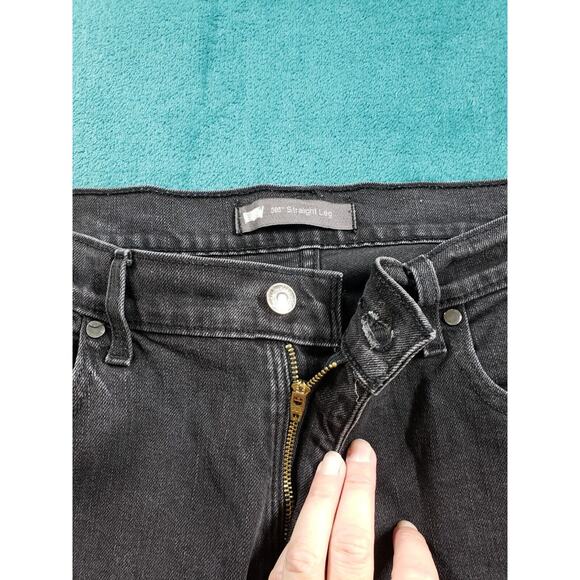 Levis 505 Jeans Sz 16 Short Womens Black Stretch Denim Pants Mid Rise Straight - Picture 6 of 15